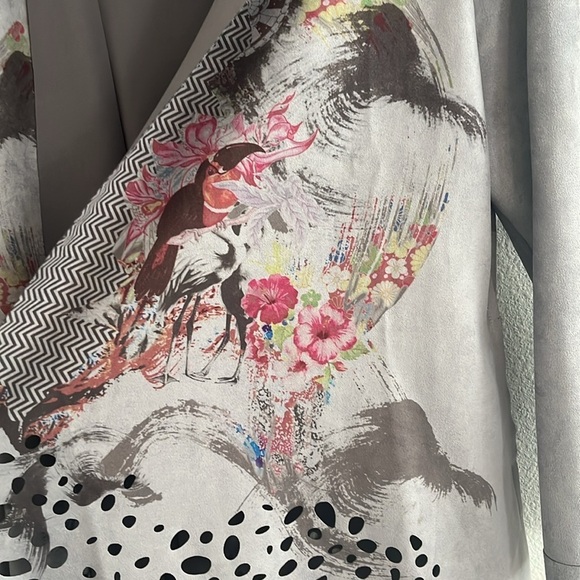Kamana Floral Watercolor Bird Print Boho Jacket Size M - Picture 2 of 9